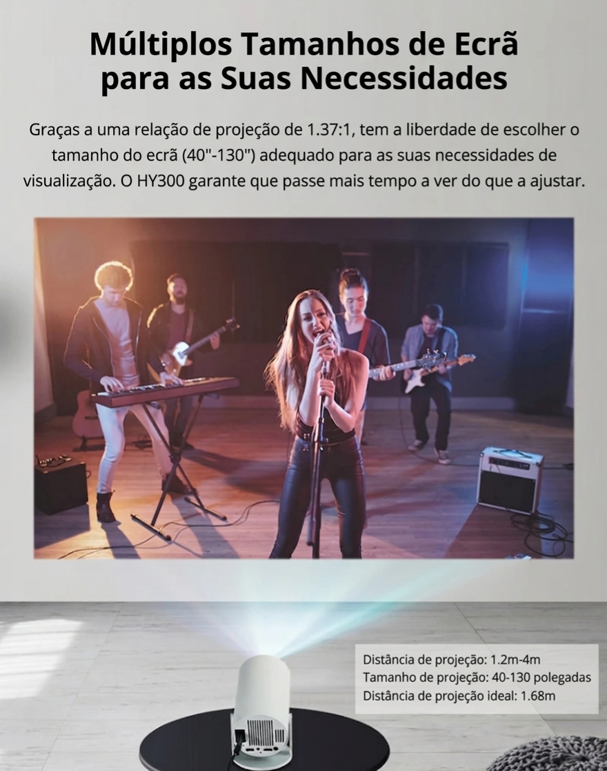 CinemaPro™ HY300 - Mini Projetor Smart 4K com Android 11 e Wi-Fi 6
