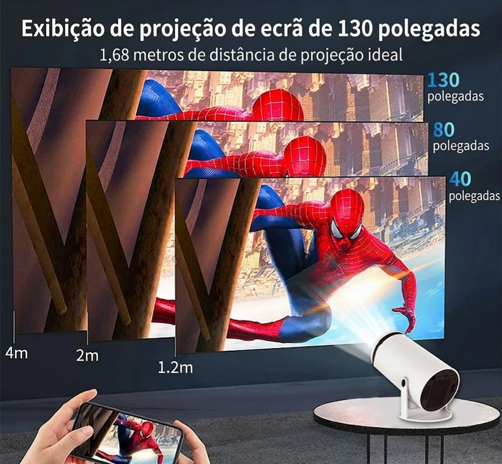 CinemaPro™ HY300 - Mini Projetor Smart 4K com Android 11 e Wi-Fi 6