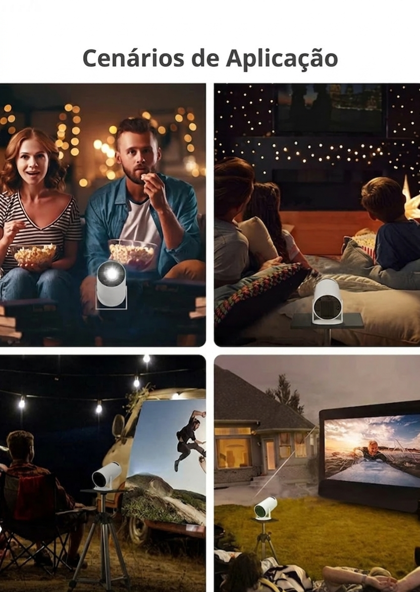 CinemaPro™ HY300 - Mini Projetor Smart 4K com Android 11 e Wi-Fi 6