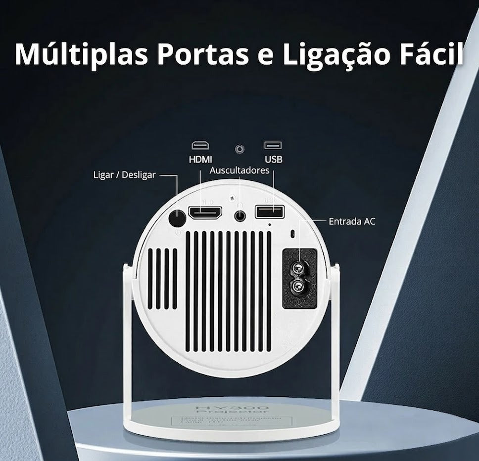 CinemaPro™ HY300 - Mini Projetor Smart 4K com Android 11 e Wi-Fi 6